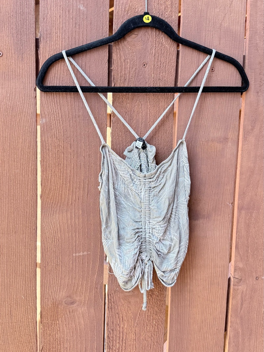Ruched Cami Tank Top in Light Olive-Taupe